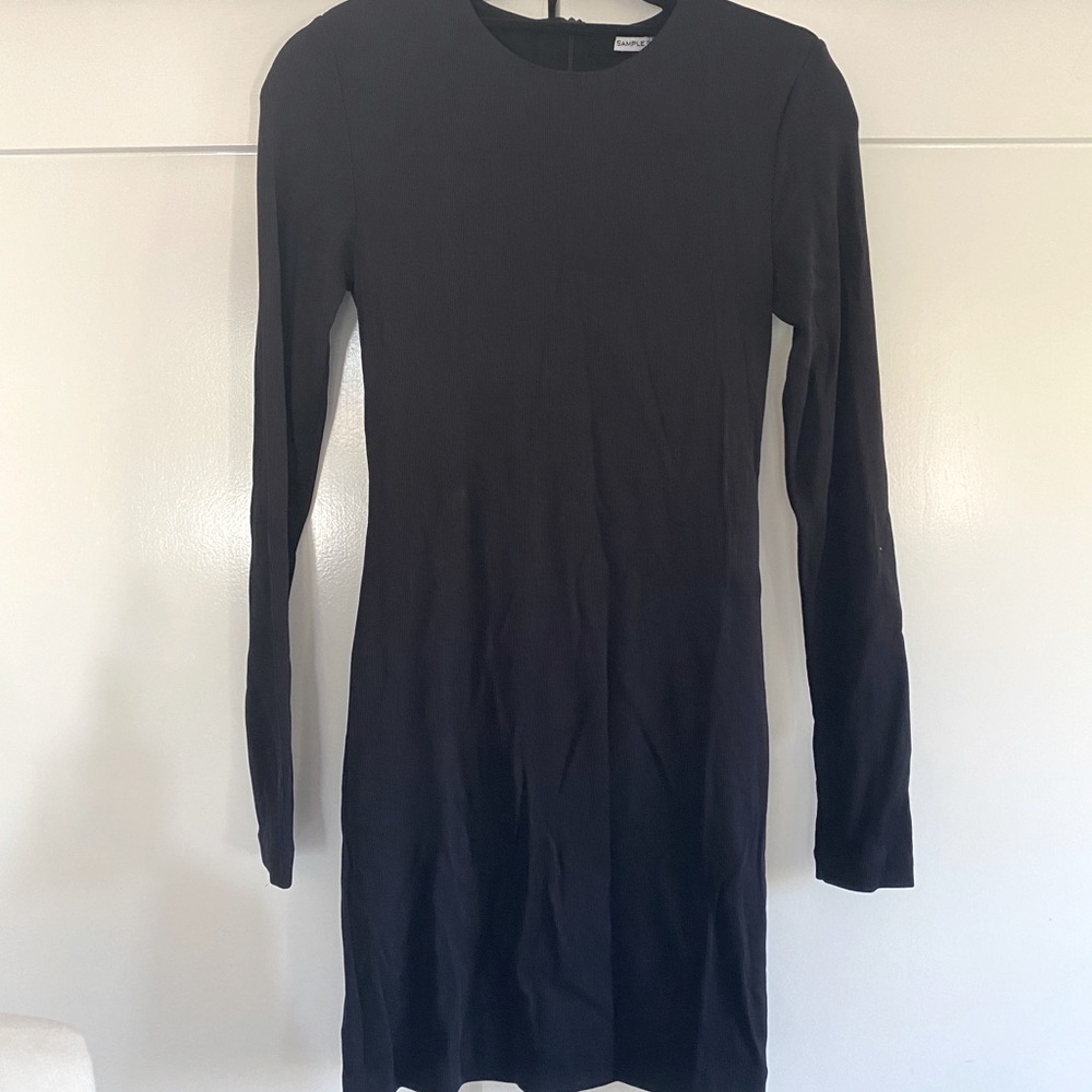 Long Sleeve Black Rib Dress